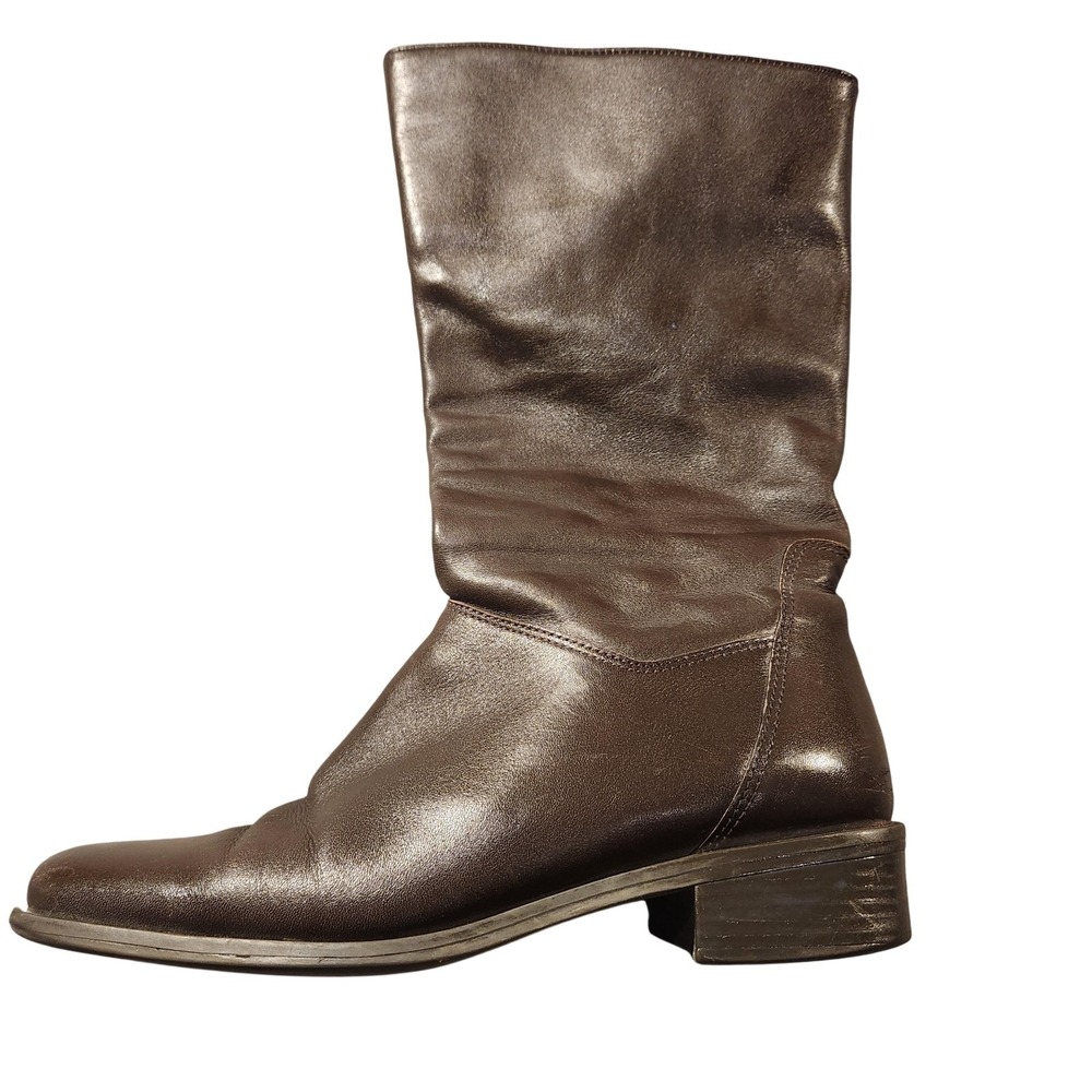 Naturalizer Boots Womens Size 7W Brown Leather Mid Calf Wide Cowgirl Riding